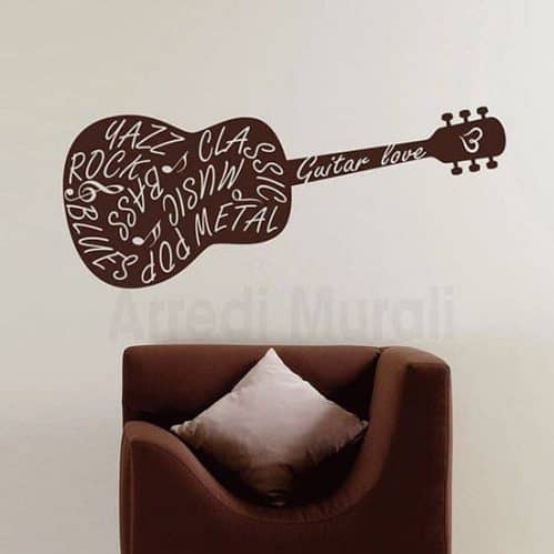 Adesivi murali chitarra marrone