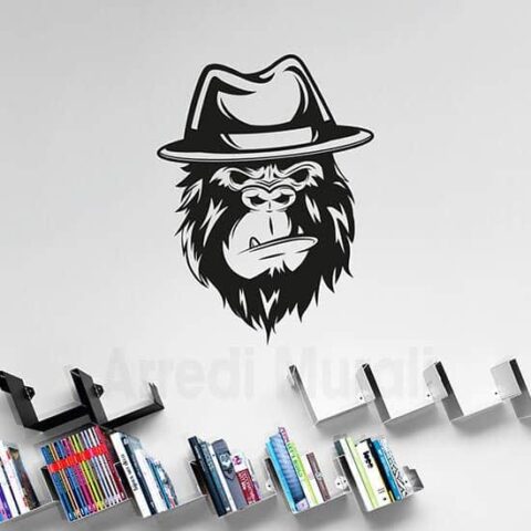 Disegno adesivo gorilla in stickers murali nero