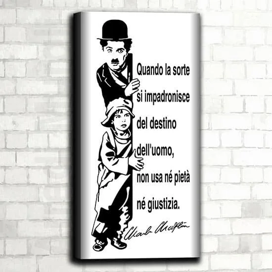 Charlie Chaplin MODERN TIMES - Painting printed on canvas mounted on a