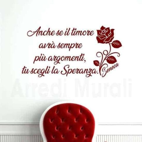 Decorazioni pareti con frase scritta adesiva Seneca rosso