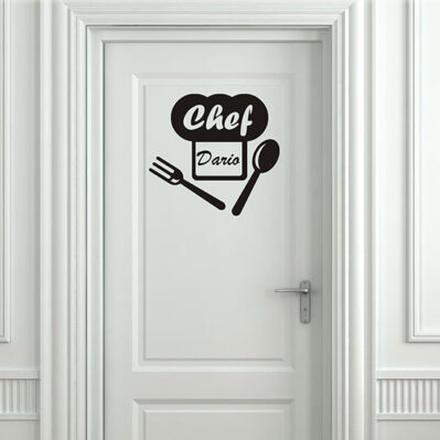 Adesivo murale personalizzato nome chef cucina