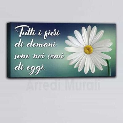 Quadro stampa su tela con frase e margherita