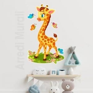 Adesivi murali bambini con giraffa colorata