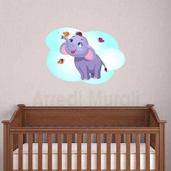 Set di adesivi murali con elefanti acquerellati: decorazioni per la cameretta dei bambini - Italia