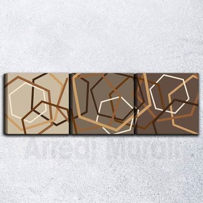 Quadri astratti tris di tele tonalità marrone