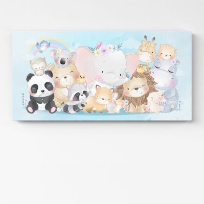 Quadro con animaletti per cameretta bambini dolce e colorato
