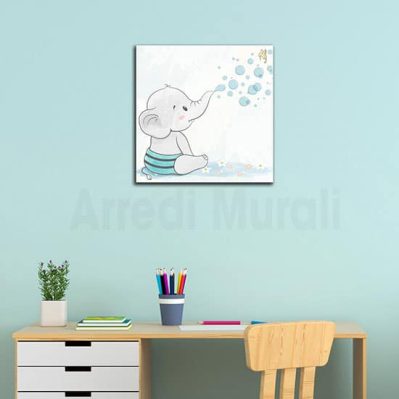 Quadro per cameretta bimbi con cucciolo di elefantino