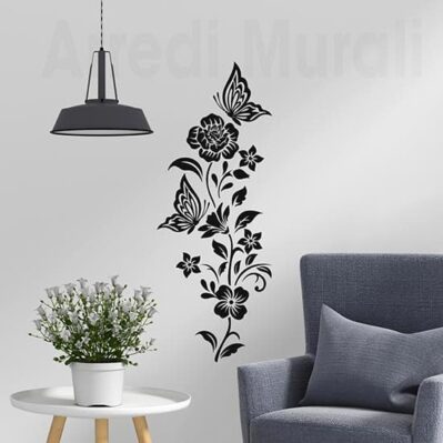 Adesivi murali fiori con farfalle decorazione adesiva da parete