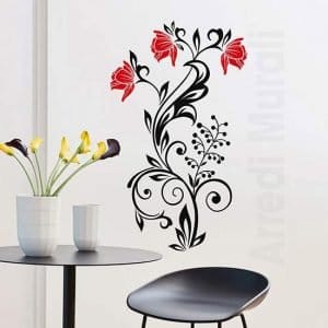 Decorazioni adesive murali con fiori stilizzati da parete