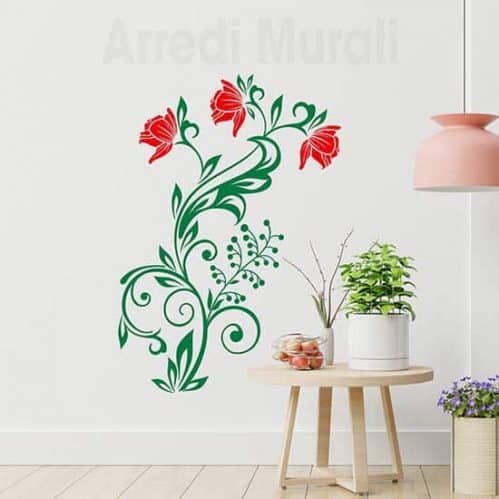 Decorazioni adesive murali con fiori stilizzati