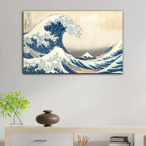 Quadro Hokusai Grande Onda su tela appesa sulla parete