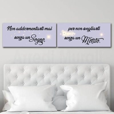 Quadri con frase per camera da letto, 2 tele moderne