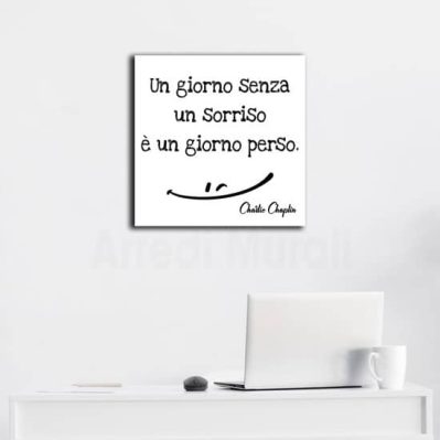 Quadro con citazione di Charlie Chaplin, stampa su tela