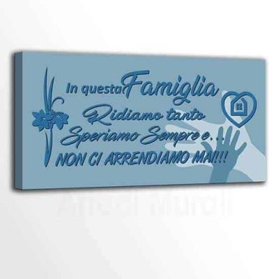 tela moderna frase famiglia tonalità blu