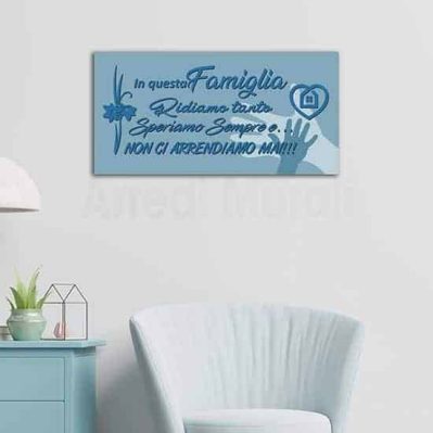 quadro su tela con frase famiglia per decori da parete