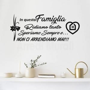 Stickers da parete con testo sulla famiglia nero