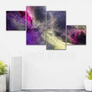 Tableau Moderne Sur Toile - Impression Abstraite Multicolore - 90x40 Cm - Fabriqué En Italie