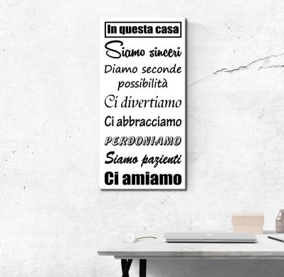 Quadro con frase casa su tela moderna.