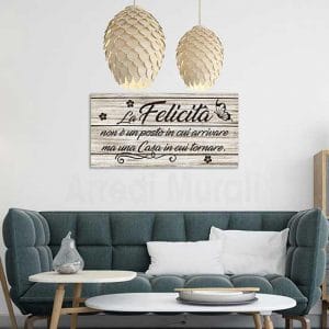 Quadro su tela stile country con frase felicita