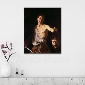 Quadro del Caravaggio con Davide e Golia, riproduzione d'autore