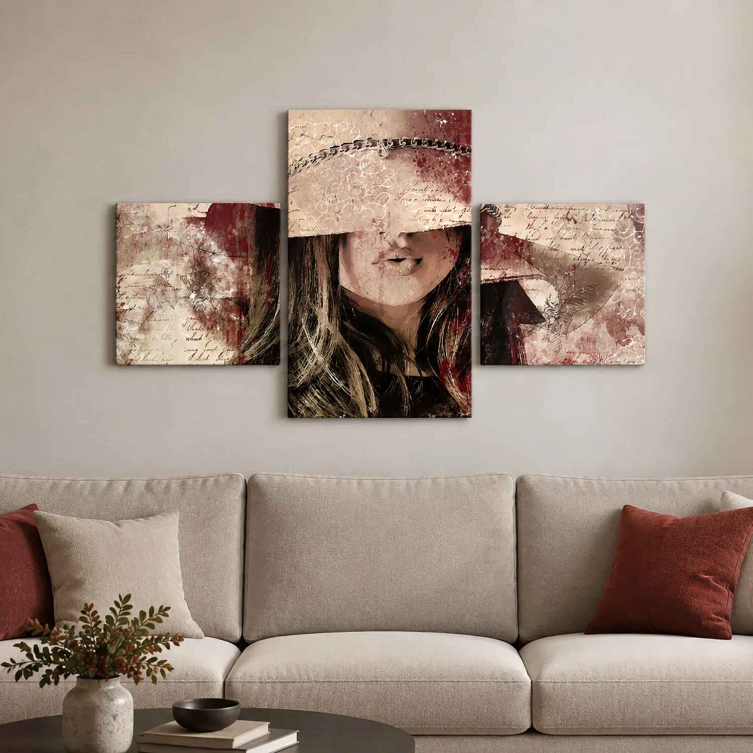 quadri moderni donna arte digitale in soggiorno