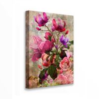 Stampa Su Tela Floreale Rosa Scuro E Bianco – Quadro Rustico Per Camera Da Letto E Soggiorno, 30,5x40,6 Cm