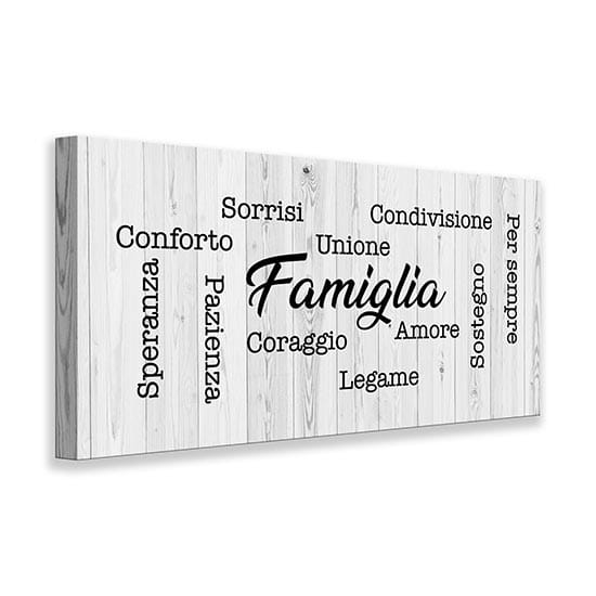 Quadro con scritte per la famiglia, stampa su tela per la casa