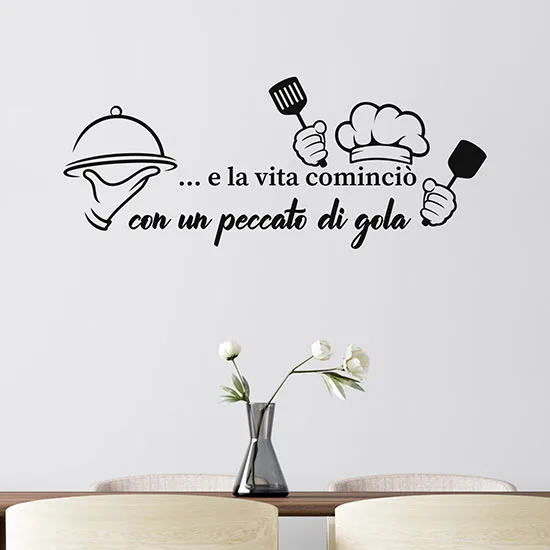 2 Adesivi Murali Da Cucina Con Tema Chef E Utensili - Decorazioni A Cartoni Animati Autoadesive In Vinile Con Citazioni - Perfette Per Pareti, Mobili, Porte Di Cucina E Pasticceria