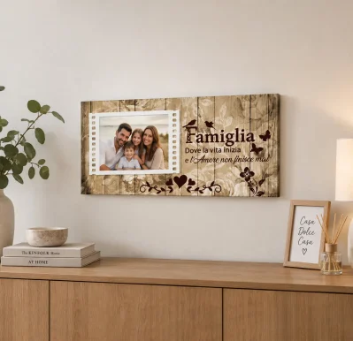 Quadro personalizzato con foto della famiglia su tela 80x40 cm