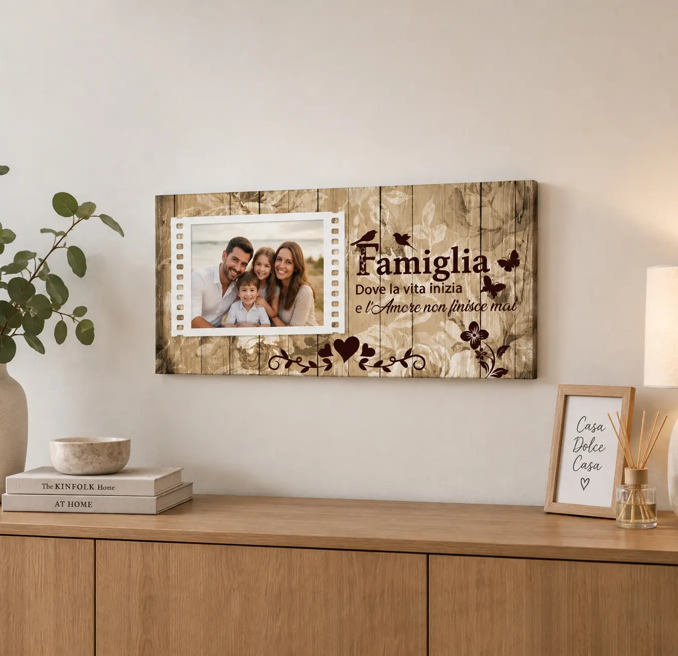 Quadro personalizzato con foto della famiglia su tela 80x40 cm