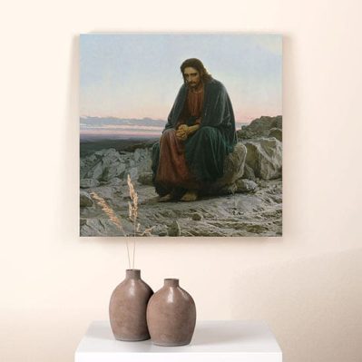 Quadro Cristo nel deserto di Kramskoj riproduzione su tela