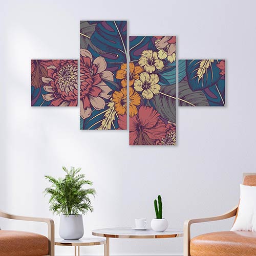 Quadri con fiori dipinti su tela