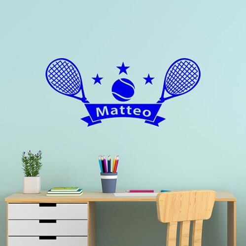 Adesivi murali personalizzati tennis per bambini