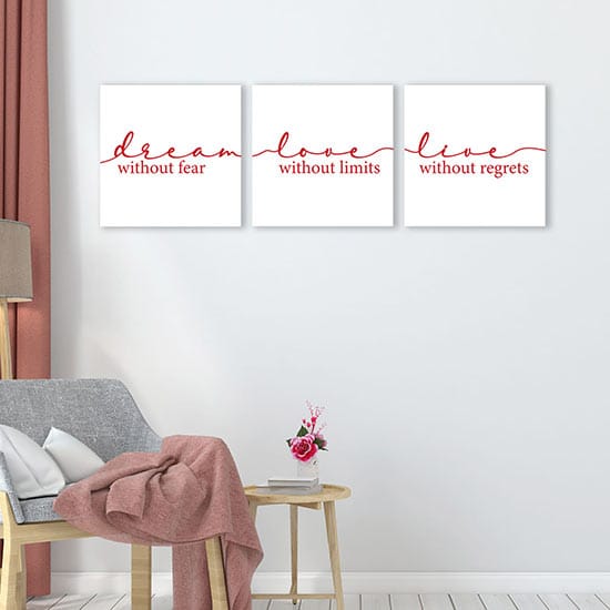 Quadri su tela con scritte pronti da appendere sulla parete