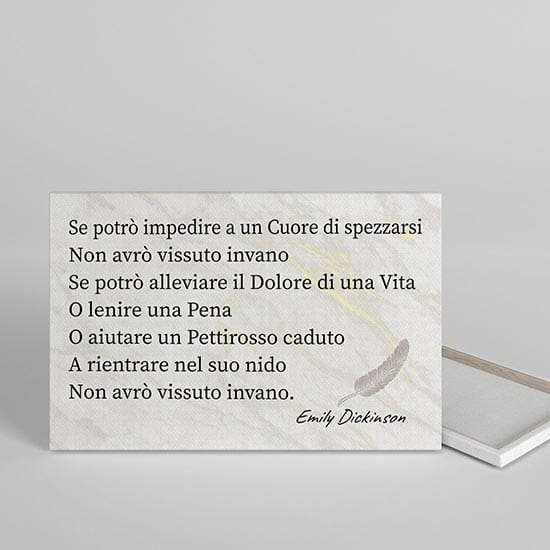 Quadro su tela con poesia di Dickinson decorazione da parete