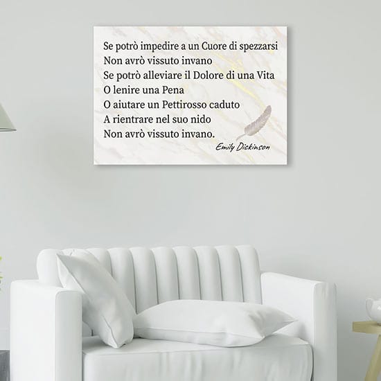 Quadro su tela con poesia di Dickinson pronto da appendere