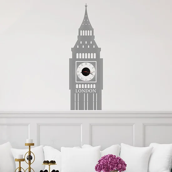 Orologio da parete 3D, grande, senza cornice, decorazione fai da te, per soggiorno, camera da letto, ufficio (argento