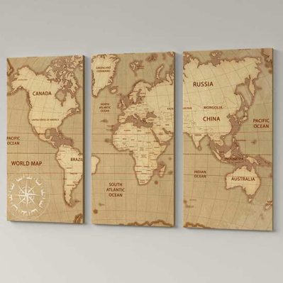 quadri con planisfero stampato su tela arredo da muro