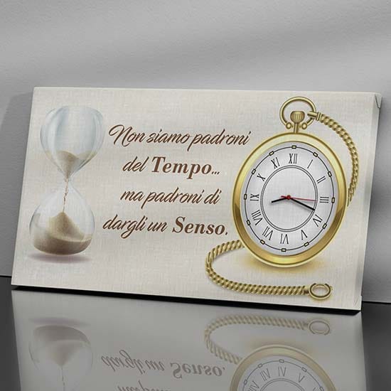 Orologio da parete con aforisma su tela da appendere