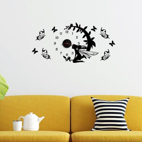 Orologio da parete con farfalle adesive