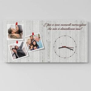 Orologio da parete personalizzato con foto, rotondo, quadrato, silenzioso, con immagine e logo, per soggiorno, cucina, bagno, funzionamento a batteria, PVC, (25-30 cm) (12 foto quadrate