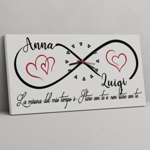 Orologio da parete personalizzato con nomi su tela moderna