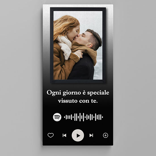 Quadro personalizzato con dedica, foto e Spotify code su tela Q1085
