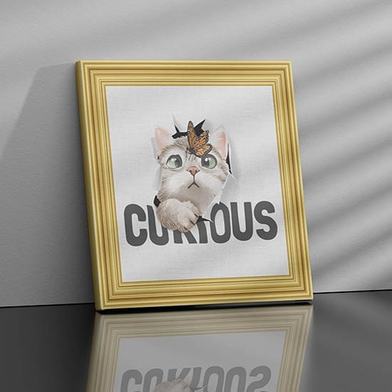 Quadro su tela con gatto curioso stampa da appendere
