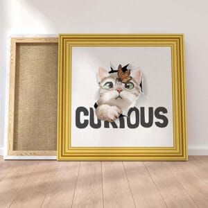 Quadro su tela con gatto curioso stampa da muro