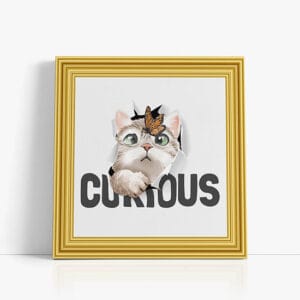 Quadro su tela con gatto curioso stampa moderna