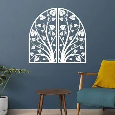 Adesivo Murale 3D Albero Con Cornici Portafoto E Rami Incurvati - Wall Sticker In Acrilico Per Soggiorno E Camera Da Letto