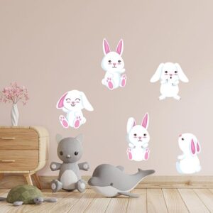 Adesivi murali coniglietti bianchi per bambini
