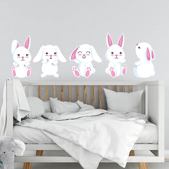 Adesivi murali coniglietti bianchi wall stickers