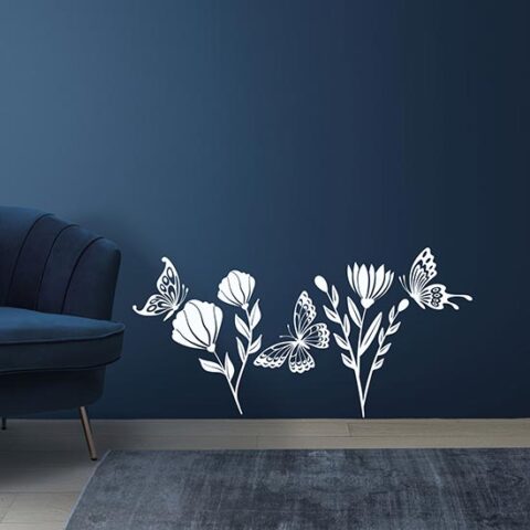 Adesivi da muro fiori e farfalle decorazioni da parete